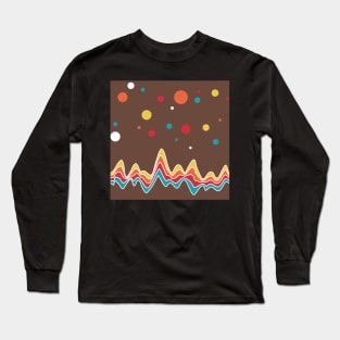 rainbow ecg and colorful confetti on chocolate Long Sleeve T-Shirt